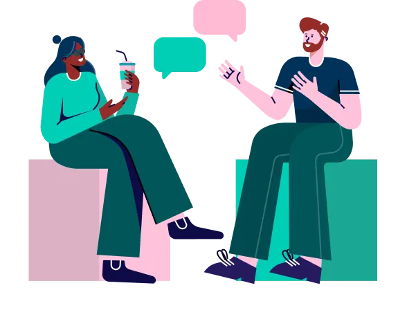 cartoon of two people having a conversation