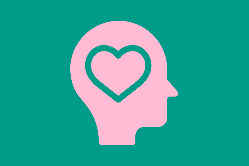 outline of a head with a heart shape inside