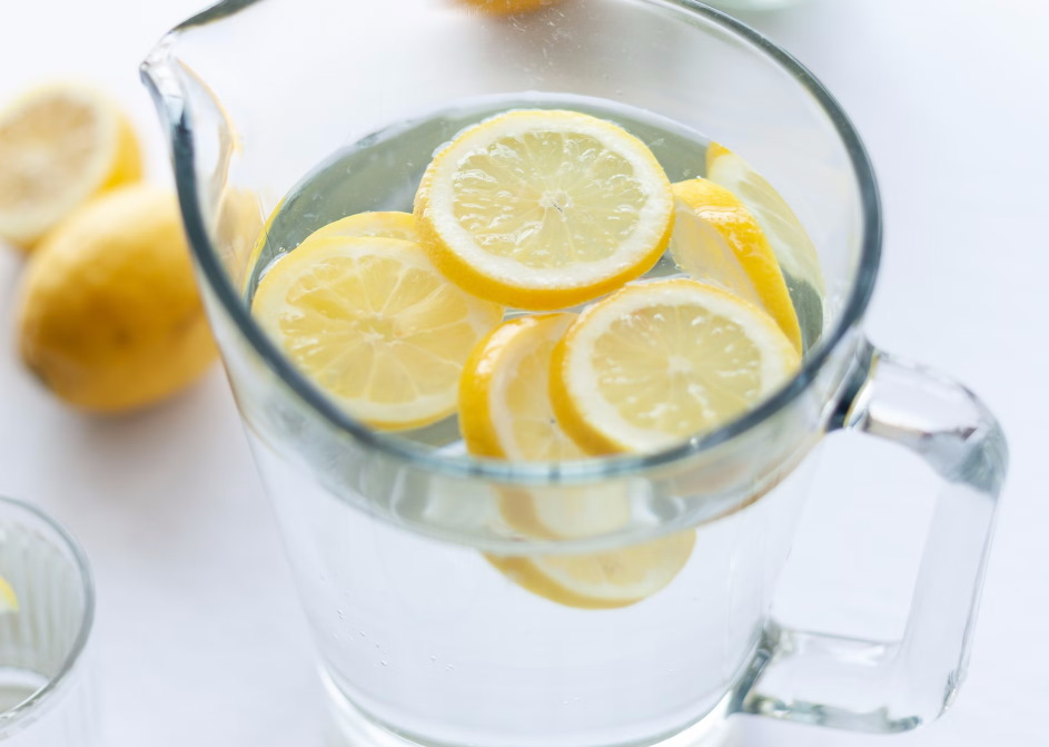 Large jug of lemon water