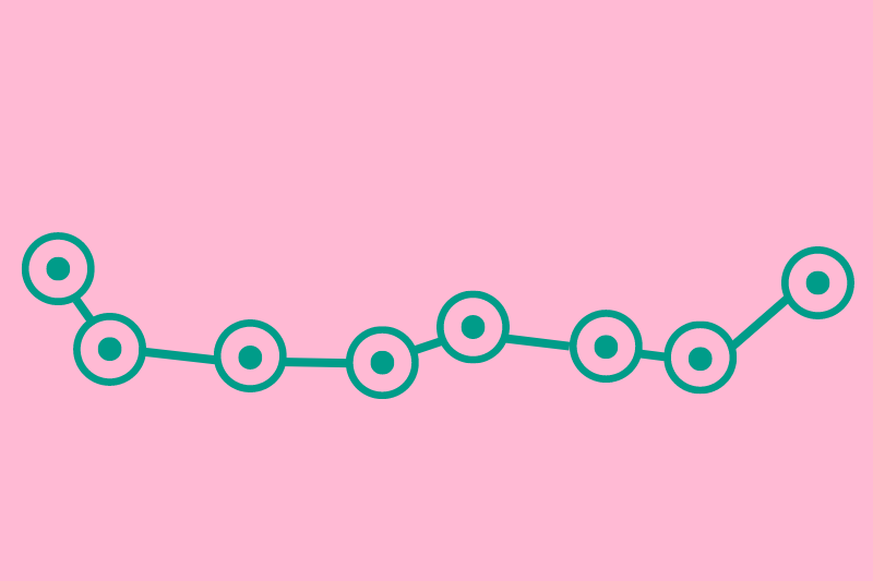 A chain of circles and lines representing a string of pearls